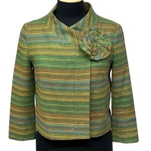 Zara Striped Jacket With Flower Accent